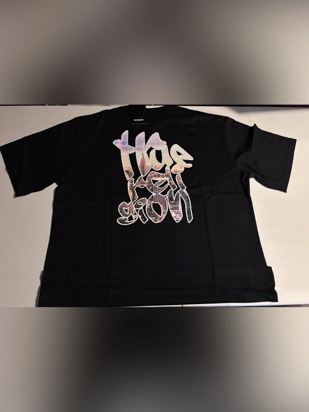 True Religion Black Short Sleeve Tee with Small Chest Horseshoe